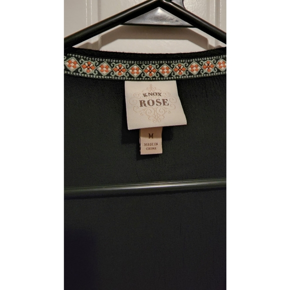 Knox Rose Size medium boho embroidered open kimono fringe black - Picture 5 of 7